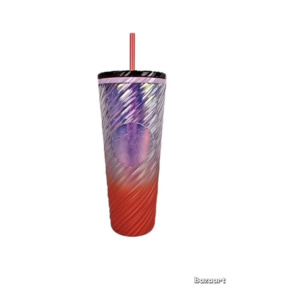 New‎ Starbucks Winter 2025 Sunrise Red Orange Pearl Ombre Swirl Venti Tumbler 24